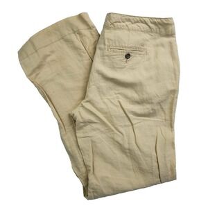 Tommy Hilfiger Linen Blend Wide Leg Pants Tan Beige Drawstring Size‎ 8 Casual